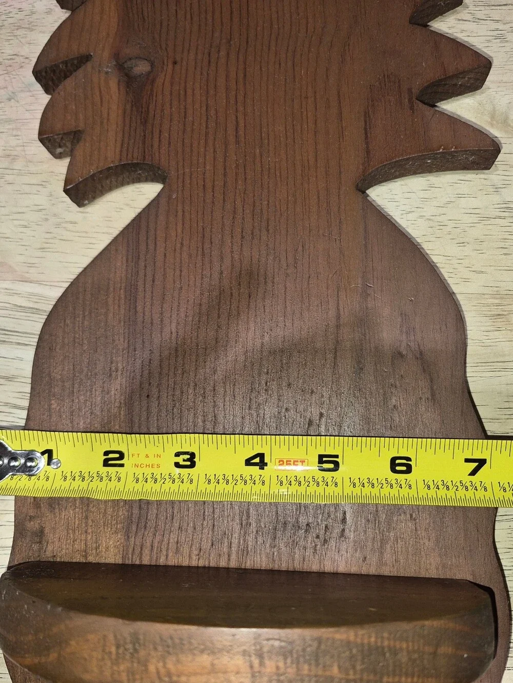 Hand-Carved Wooden Pineapple wall mount featuring a brown stain and Lower Shelf